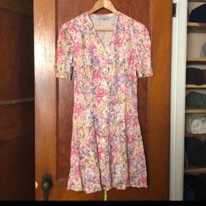 90s floral button up dress